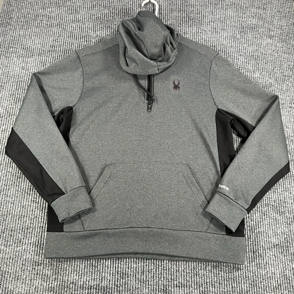 Spyder‎ Hoodie Sweatshirt Mens Medium Gray Long Sleeve 1/4 Zip Pullover Active